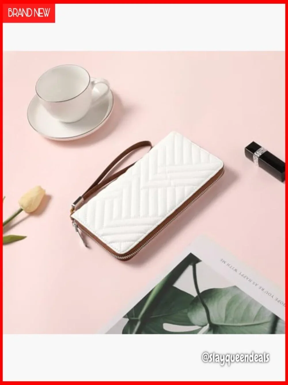 Large Capacity Vegan Leather RFID Blocking Wallet with Wristlet
